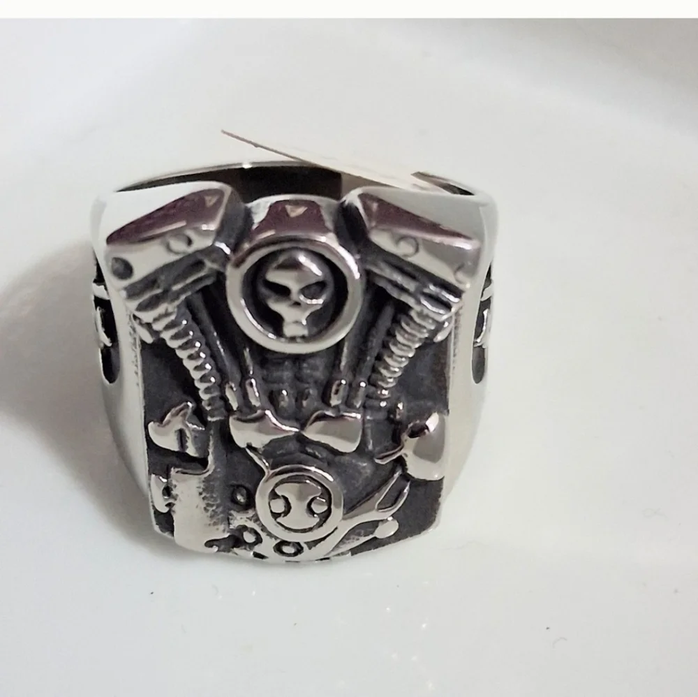 MEN'S BIKER RING STAINLESS STEEL SIZE 9